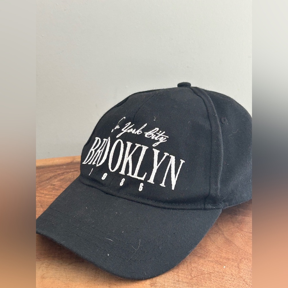 Brooklyn NewYork Black Hat Cap with White Embroidery